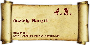 Aszódy Margit névjegykártya