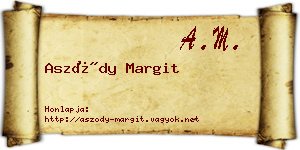 Aszódy Margit névjegykártya